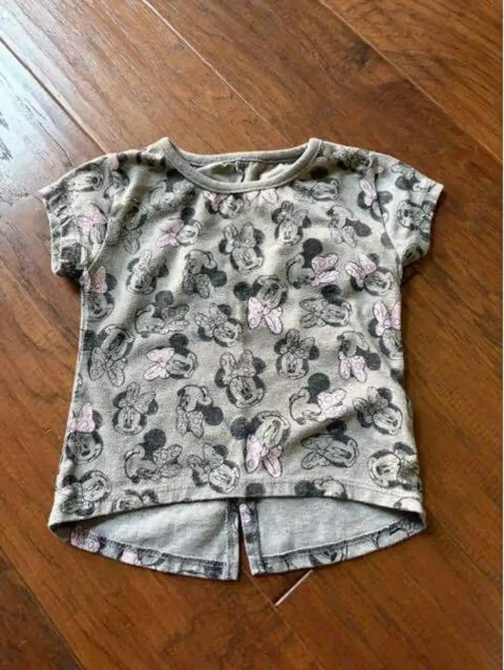 Disney Jr. Minnie Mouse Toddler T-Shirt 2T Gray with Pink Bows